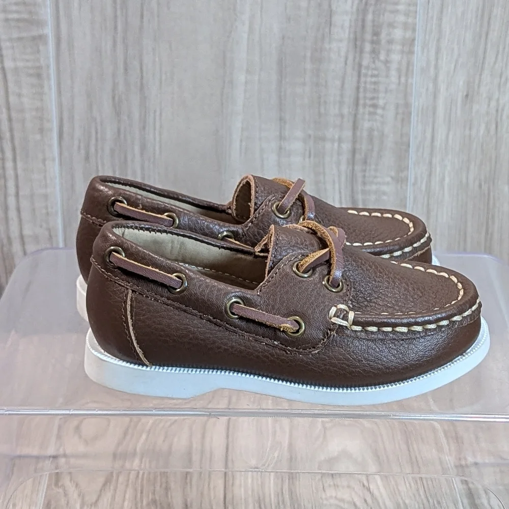 Janie and Jack Brown Leather Boat Shoes